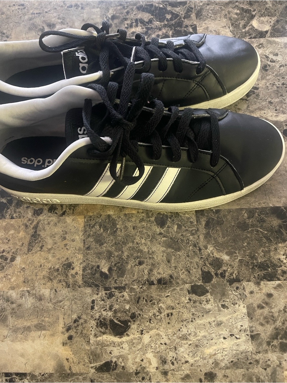 adidas Black Low-Top Sneakers with White Stripes